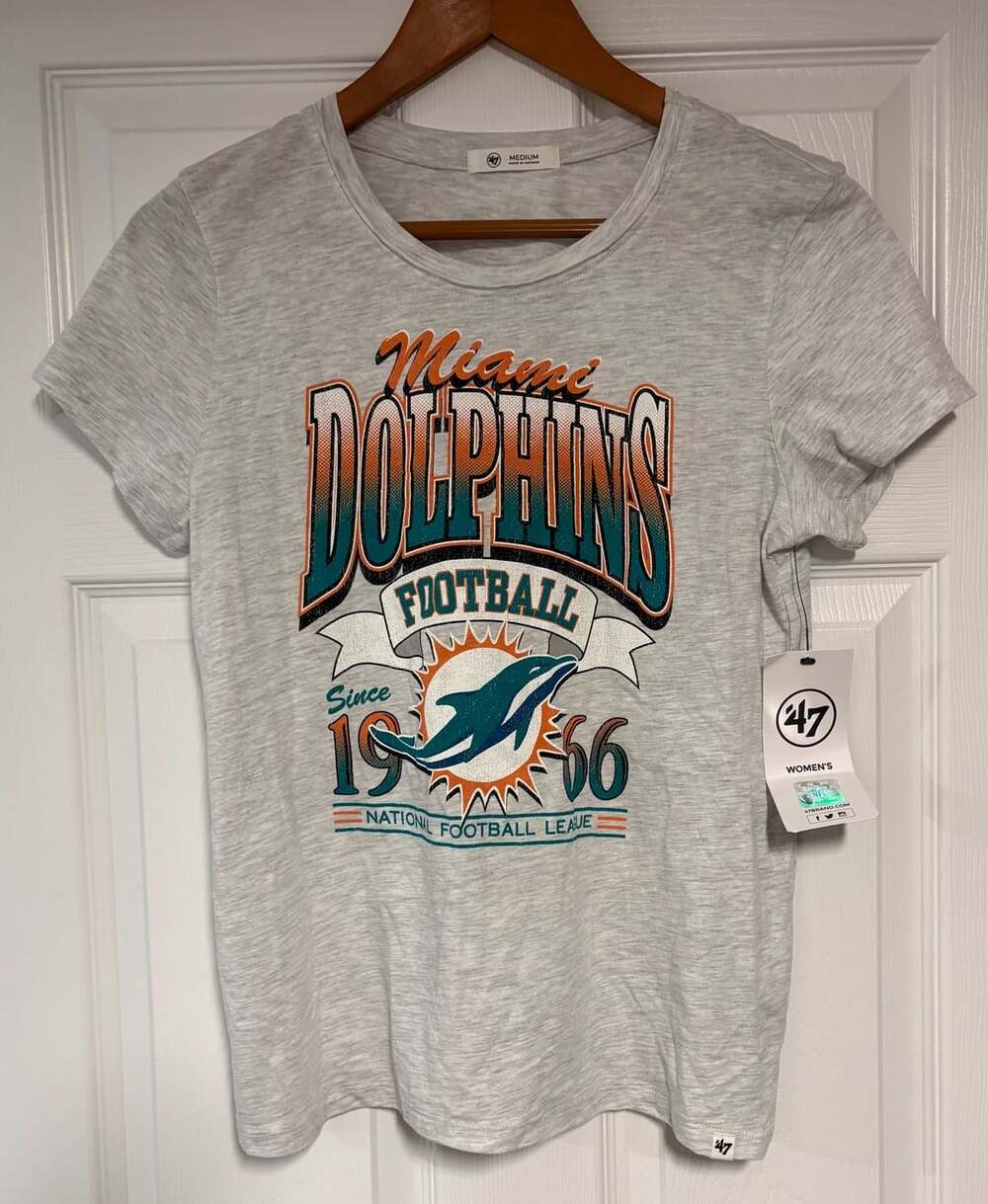 '47 Brand Miami Dolphins T-Shirt Size Medium Gray Graphic NFL